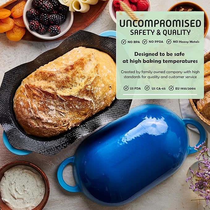 LoafNest: Incredibly Easy Artisan Bread Kit. Cast Iron Dutch Oven [Compact 2 qt size] and