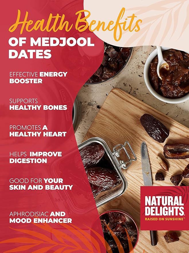 Natural Delights Medjool Dates – Large & Plump Non-GMO Verified, Good Source of Fiber, Naturally