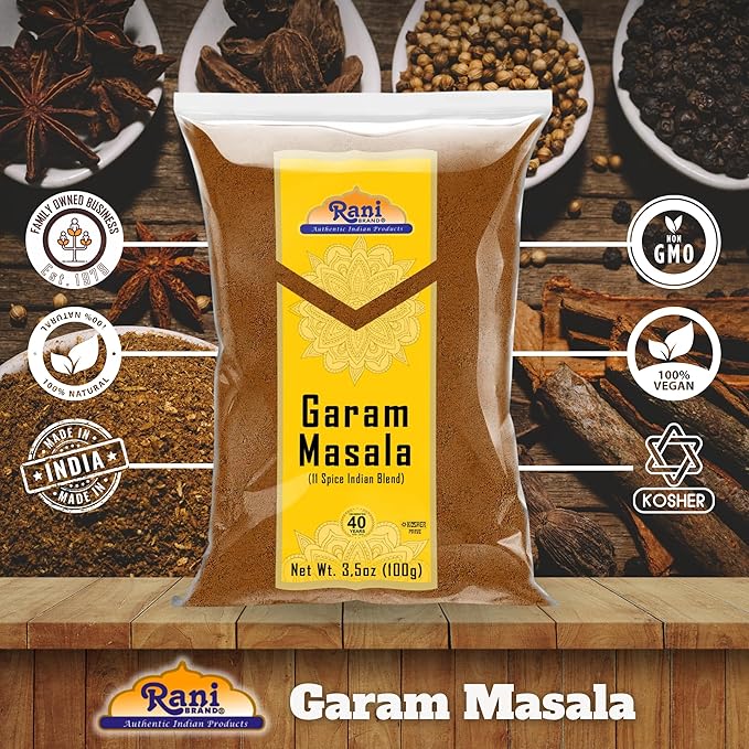 Rani Garam Masala Indian 11-Spice Blend 3.5oz (100g) ~ All Natural, Salt-Free | Vegan | No Colors |