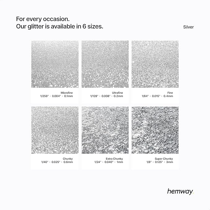 Hemway Premium Glitter Shaker - Silver | 130g Ultrafine Metallic Flake Sequins for Resin & Epoxy