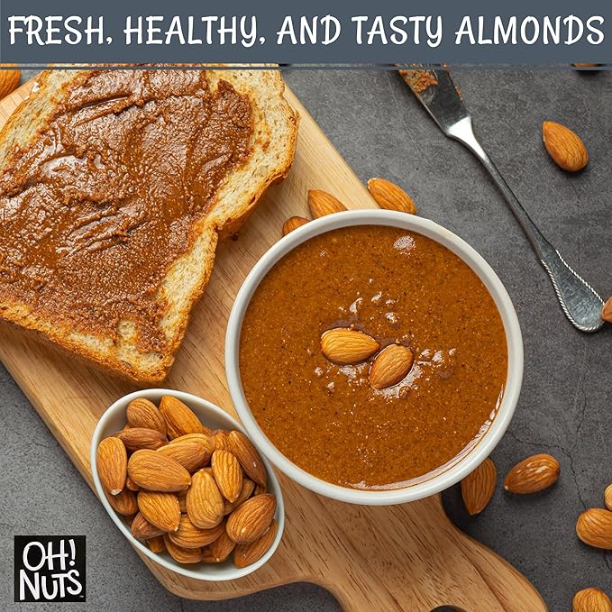 Oh! Nuts Almonds - Dry Roasted Unsalted Almonds - 2 lb - No Salt, No Oil All-Natural Protein