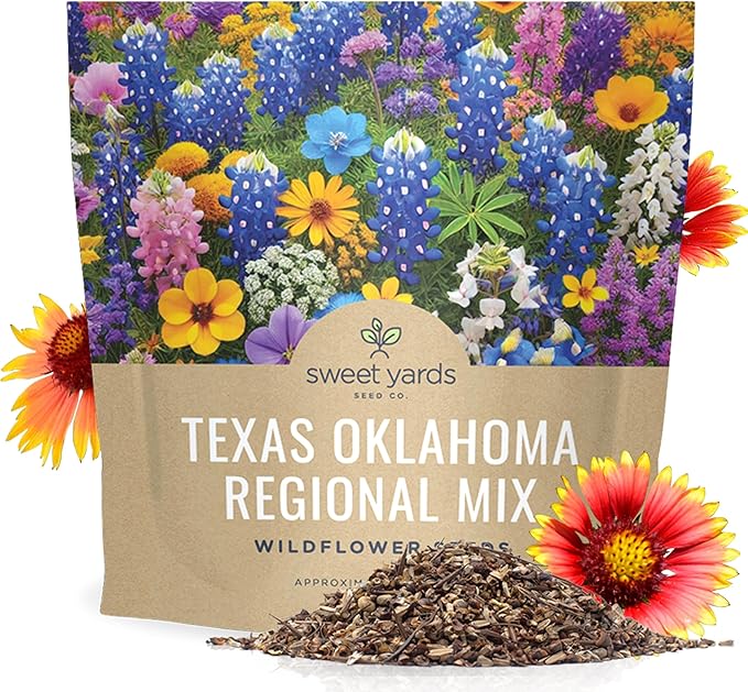 Texas Oklahoma Wildflower Seeds Mixture - Bulk 1 Ounce Packet - Over 15,000 Native Seeds - Open