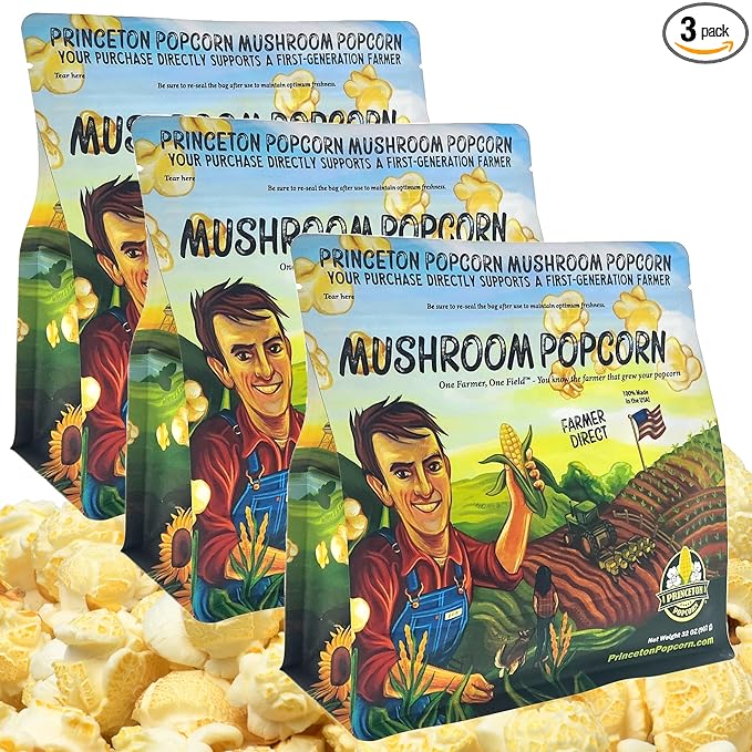 Princeton Popcorn Yellow Mushroom Popcorn Kernels - Easy-Eating, Extra Large Popping Corn, Non-GMO