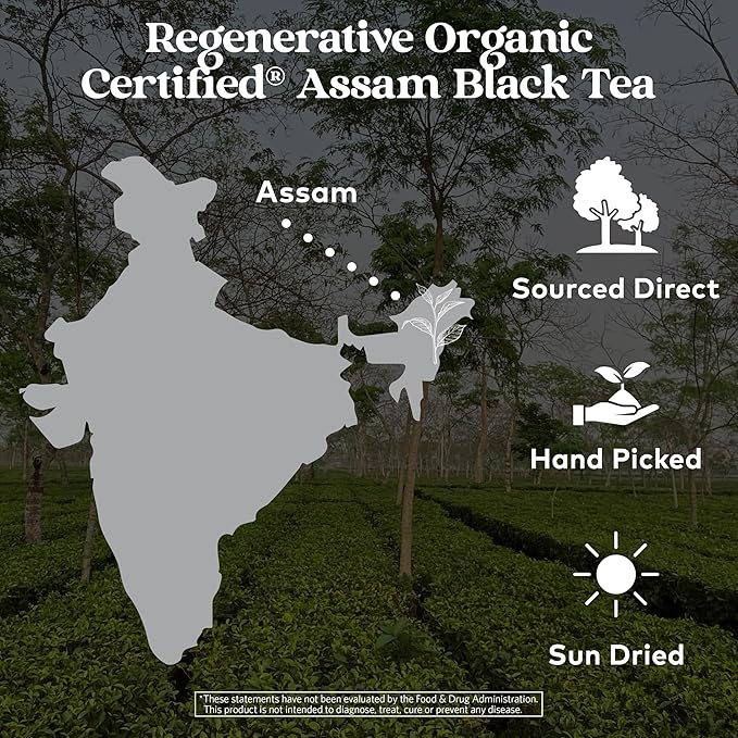 Organic India Purely Assam Black Tea - Caffeinated Herbal Tea Bags with Natural Assam Leaves, Enjoy