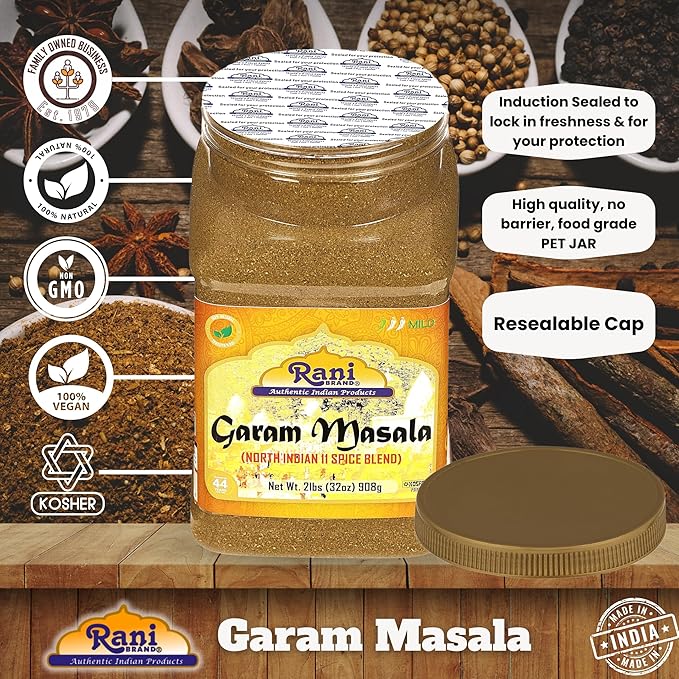 Rani Garam Masala Indian 11-Spice Blend 32oz (2lbs) 908g PET Jar ~ All Natural, Salt-Free | Vegan |