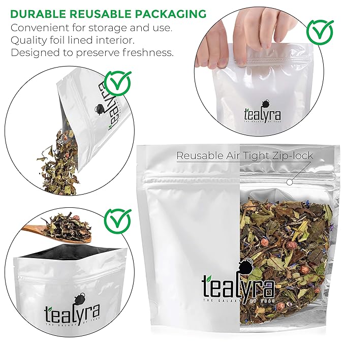 Tealyra White Champagne Loose Leaf Tea - High Antioxidants - Natural - Hot & Iced - Low Caffeine