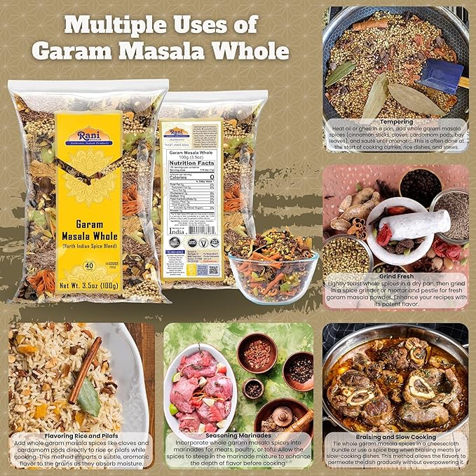 Rani Garam Masala Indian 11 Whole Spices Blend 3.5oz (100g) ~ All Natural, Salt-Free | Vegan | No