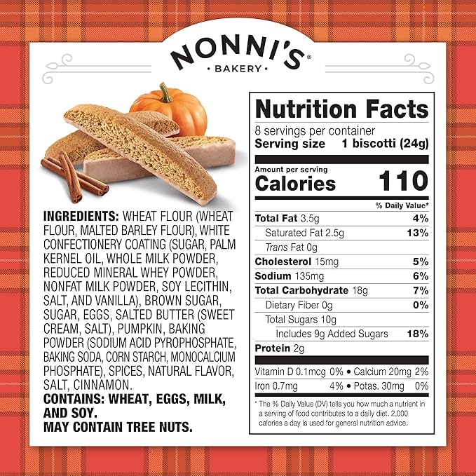 Nonni's Pumpkin Spice Biscotti Holiday Cookies - 3 Boxes Pumpkin Cookies - Pumpkin Biscotti