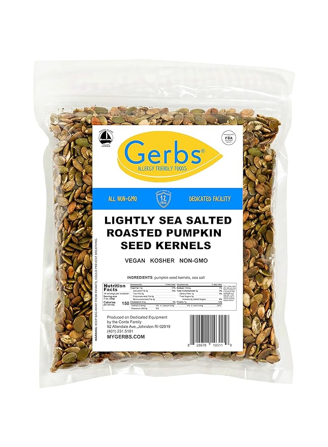 Gerbs Lightly Sea Salted Pumpkin Seed Kernels 1 lb. | Small Batch Roasted, No Additives, Resealable
