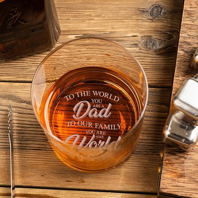 Whiskey Rocks Glass Father's Day Gift For Dad,14.2 Oz Old Fashioned Glasses Scotch, Birthday Gifts