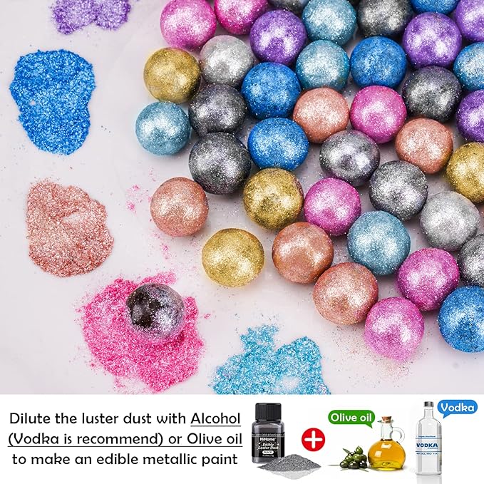 NiHome Edible Food-Grade Glimmer Powder Glitter Luster Dust Metallic Food Decorating Sprinkle