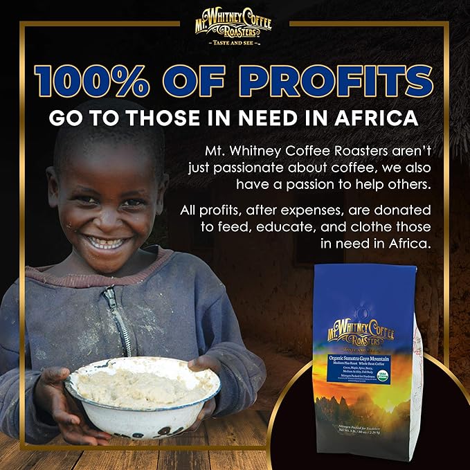 Mt. Whitney Organic Gayo Mountain Sumatra, Medium Dark Roast, Low Acid Coffee (Whole Bean, 5 Lb)