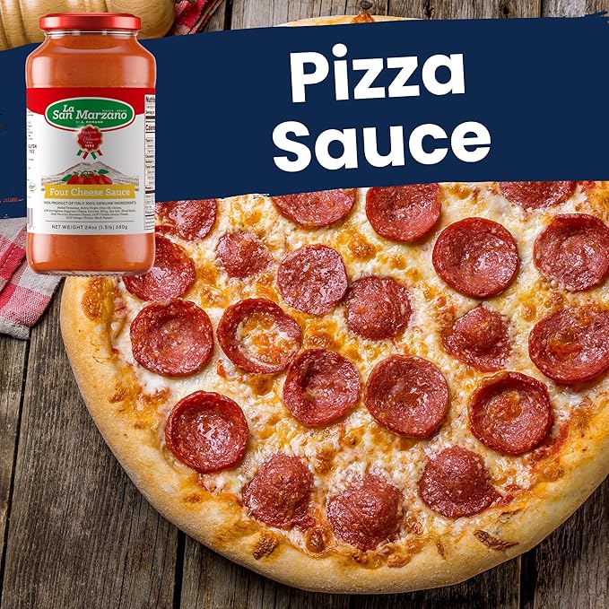 La San Marzano Four Cheese Sauce, 24 oz, Pasta Sauce Made in Italy, All Purpose Tomato Premium