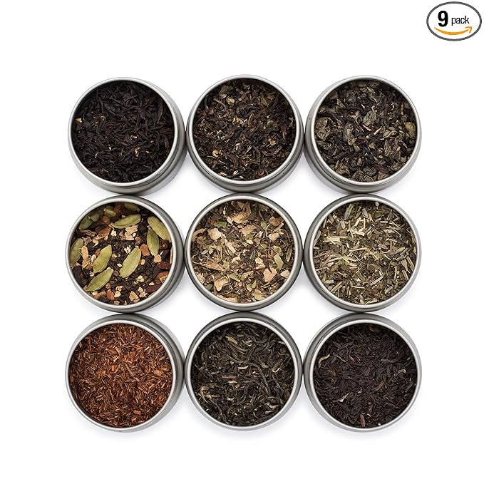 Golden Moon Tea Variety Pack - 9 Loose Leaf Tea Sampler - Organic Black, Green, White, and Herbal