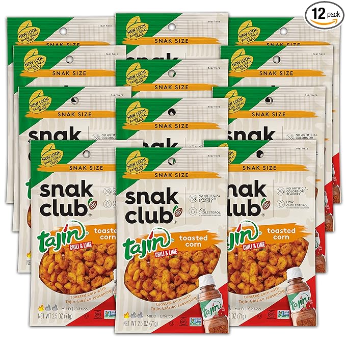 Snak Club Toasted Corn, Tajin Cl찼sico Chili & Lime Flavor, Crunchy, Flavorful Low-Cholesterol