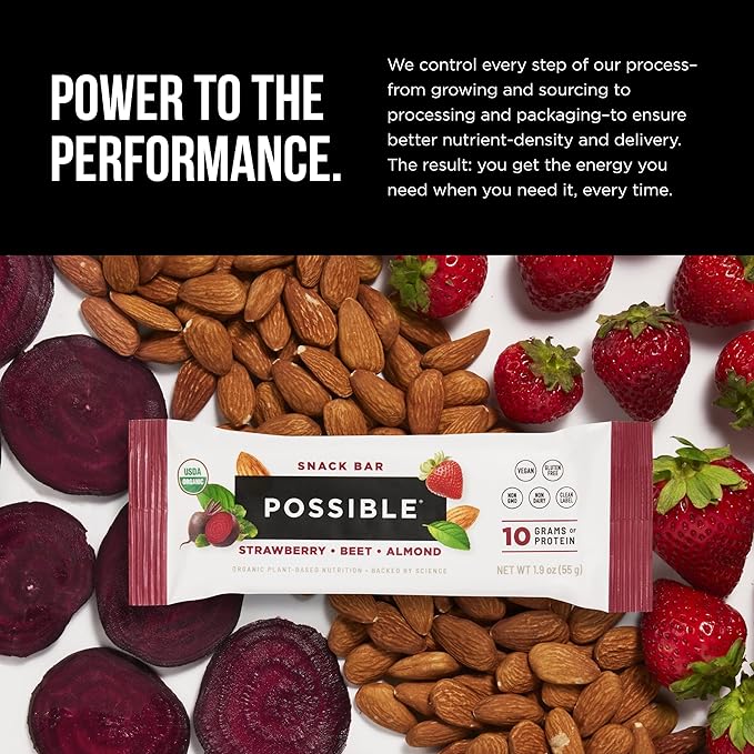 POSSIBLE Snack Bar - Organic Energy Bars with 10g of Plant-Based Protein - Vegan, Gluten-Free