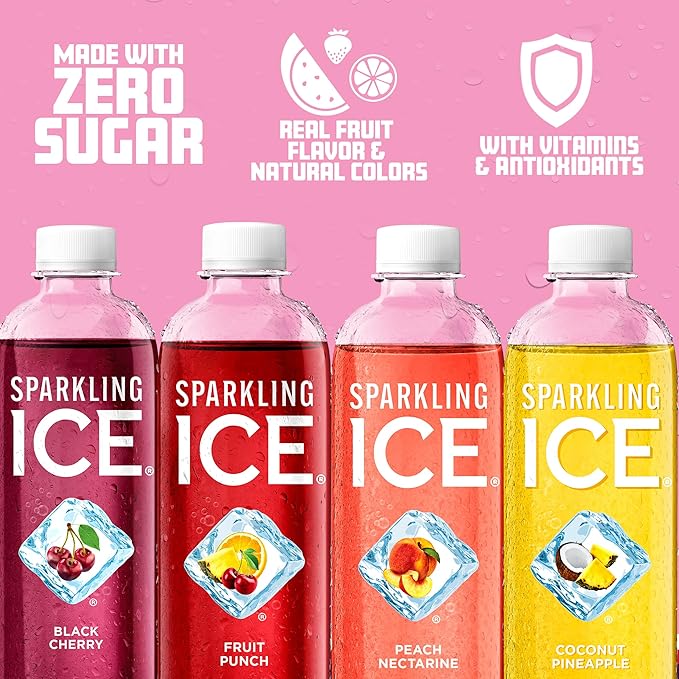 Sparkling Ice Pink Variety Pack, Flavored Sparkling Water, Zero Sugar, and Vitamins and