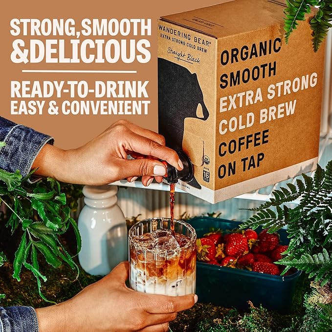 Wandering Bear Decaf Cold Brew Coffee On Tap, 96 fl oz - Bold, Smooth, Unsweetened, Shelf-Stable