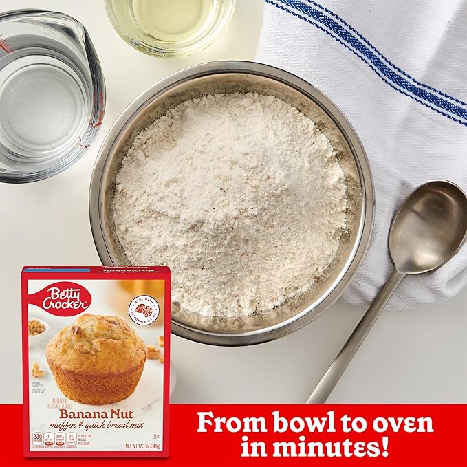 Betty Crocker Banana Nut Muffin and Quick Bread Mix, Made with California Walnuts, 12.3 oz (Pack of
