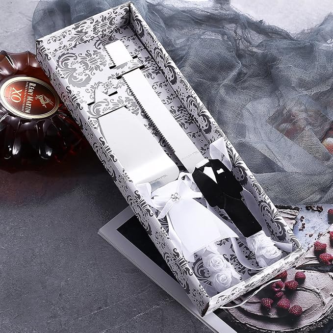 TANG SONG Rustic Wedding Cake Knife and Serving Set Bride & Groom Feature Wedding Cake Knife &