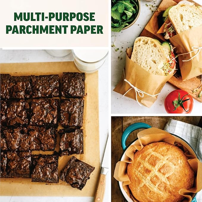 Zenlogy 12x12 Parchment Paper Squares (200 Sheets), Unbleached, High Heat, Non-stick, Pre-cut