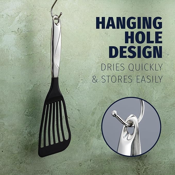 Zulay Kitchen Premium Fish Spatula Stainless Steel - Slotted, Non-Stick & Easy to Clean Fish Turner