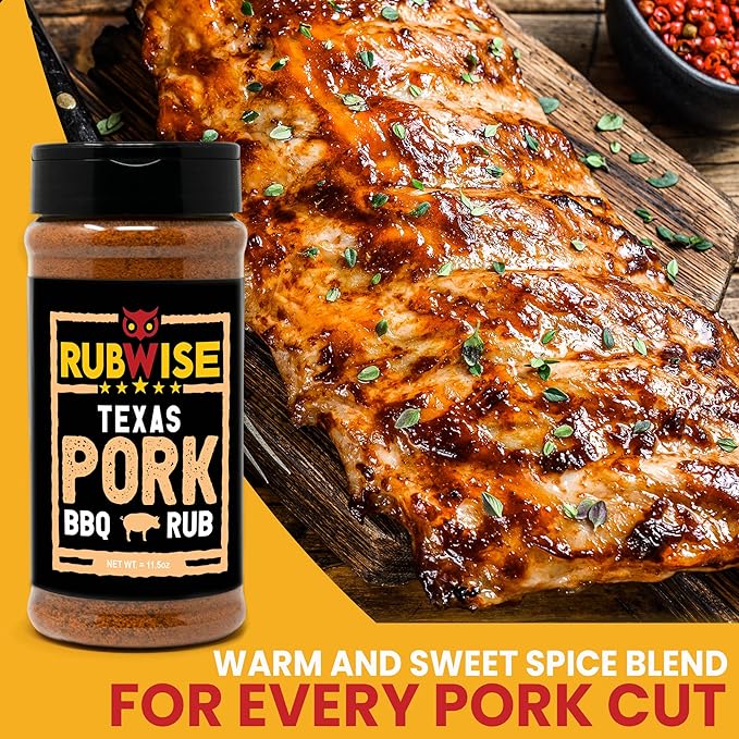 RubWise Pork Rub, Texas Style BBQ Seasoning for Smoking & Grilling Meat, Dry Spice Blend for Prime