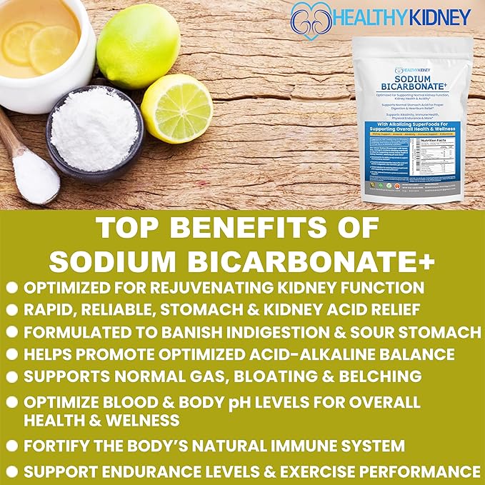 Organic Use Sodium Bicarbonate Alkaline Supplement for Alkalinity. Support Kidney & Stomach Acid