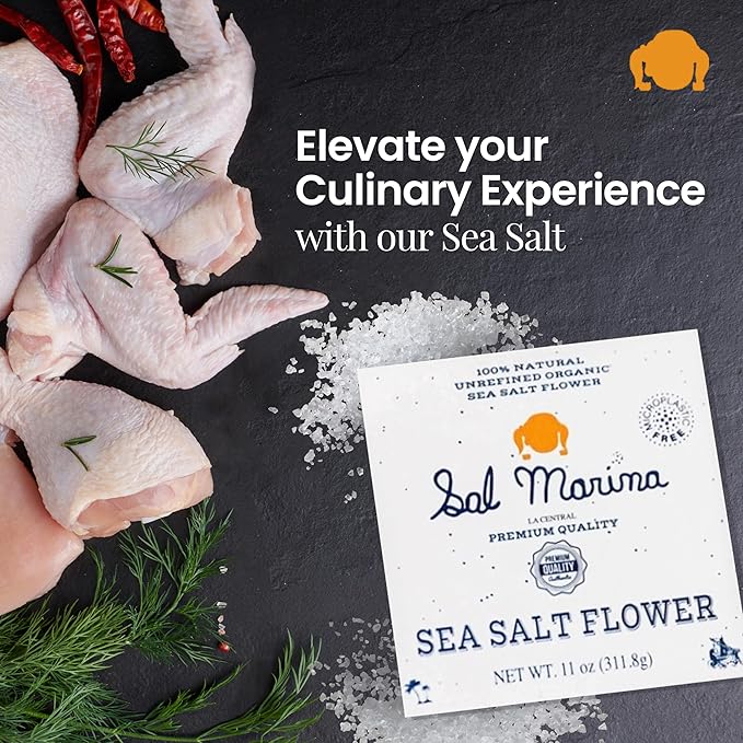 SAL MARINA | Unrefined Sea Salt Flower 11oz - Harvested Hand | Kosher Salt 100% Natural - Vegan