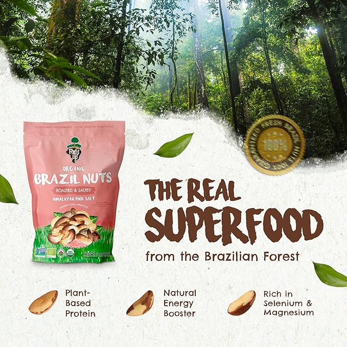 FLORESTA EM PÉ - The True Organic Premium Brazil Nuts (7oz) Roasted & Himalayan Salt | Kosher |