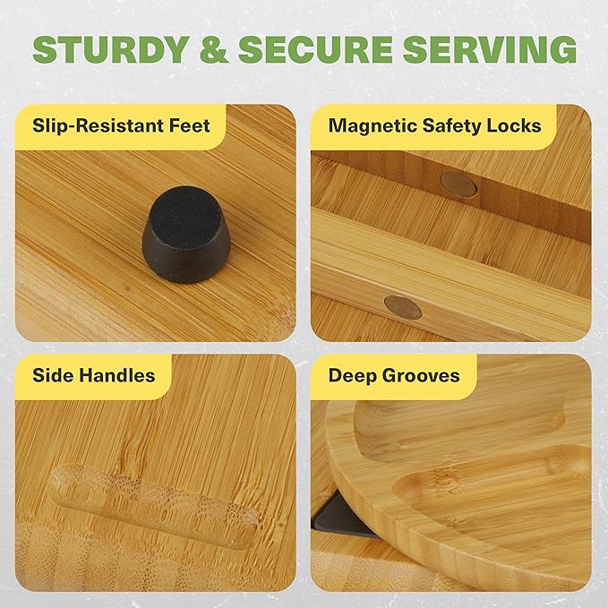 Charcuterie Board Gift Set, Expandable Bamboo Cheese Board with Stainless Steel Serving Utensils