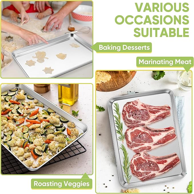 TeamFar Stainless Steel Baking Sheet, 20’’ x 14’’ Large Baking Sheet Pan Bakeware Set Cookie Sheets