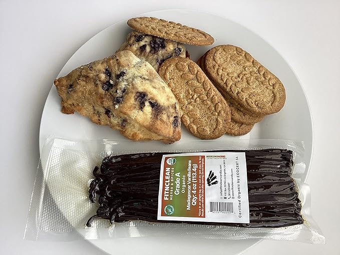 4oz Organic Madagascar Vanilla Beans Grade A. Certified USDA Organic. 6"-8" by FITNCLEAN VANILLA.