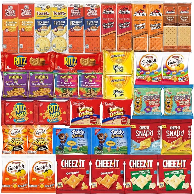 Crackers Variety Pack - Individually Wrapped Assortment - Sampler Bulk Care Package Gift Box