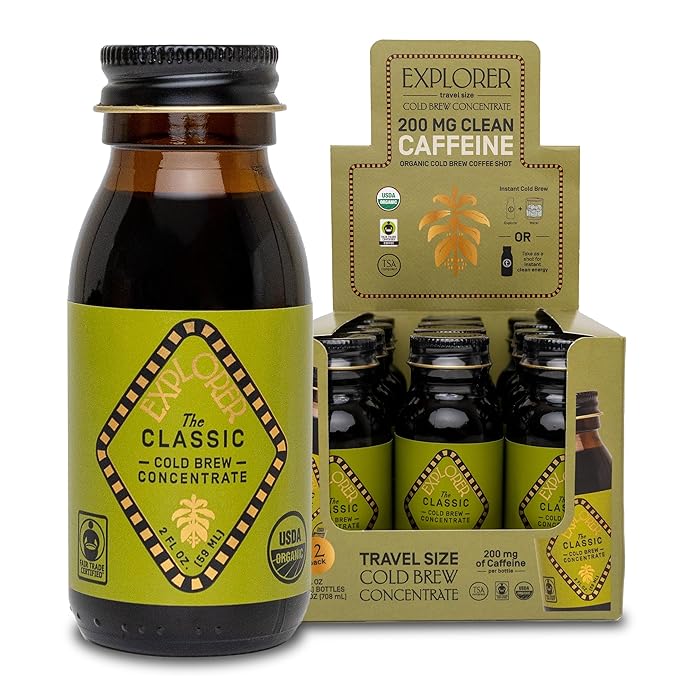 Explorer Cold Brew Organic Liquid Coffee Concentrate, Classic Regular Caffeine, Drink Iced or Hot