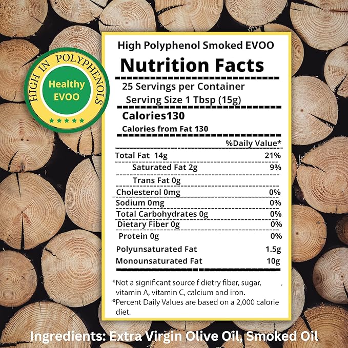 M.G. PAPPAS High Polyphenol Rich Smoked Infused Olive Oil Extra Virgin - Over 500mg/kg- Unfiltered