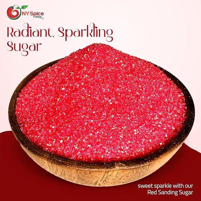 NY Spice Shop Red Sanding Sugar - 1 Pound Sweet Colorful Edible Sprinkles For Candy Dish - Sugar