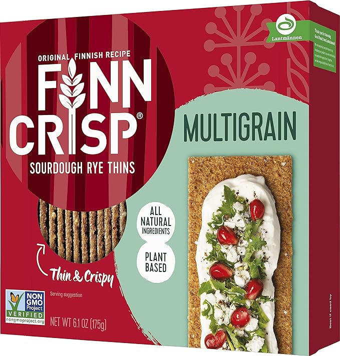 Finn Crisps Multigrain Crispbread 6.1oz | Thin, Crispy Multigrain Flatbread Crackers | Authentic