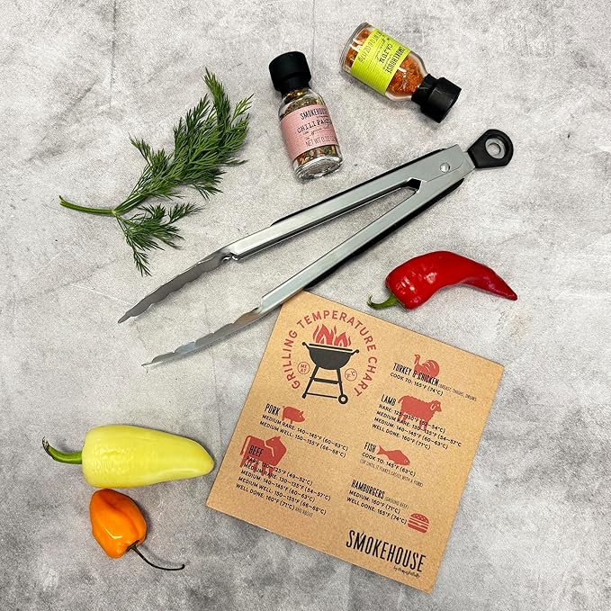 Smokehouse by Thoughtfully, Grilling Spices BBQ Set, Includes BBQ Tongs, Magnet and Flavorful