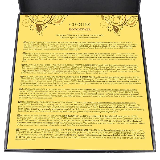 Creano Organic Herbal Tea Gift Set "Organic Herbal Tea" – 12 Pyramid Tea Bags in 9 Different