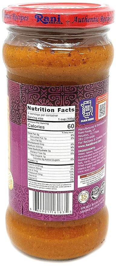 Rani Vindaloo Curry Vegan Simmer Sauce (Spicy Tomato, Red Peppers & Spices) 14oz (400g) Glass Jar