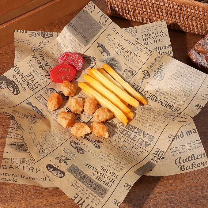100 Sheets Sandwich Wrapping Paper, 15x11" Printed Parchment Paper, Newspaper Food Wrap Deli Paper