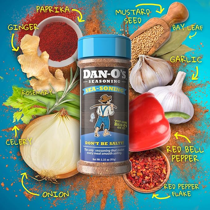 Dan-O's SEA-soning Seasoning, 2.4 oz Bottle, All-Purpose Seasoning for Fish, Shrimp, Seafood