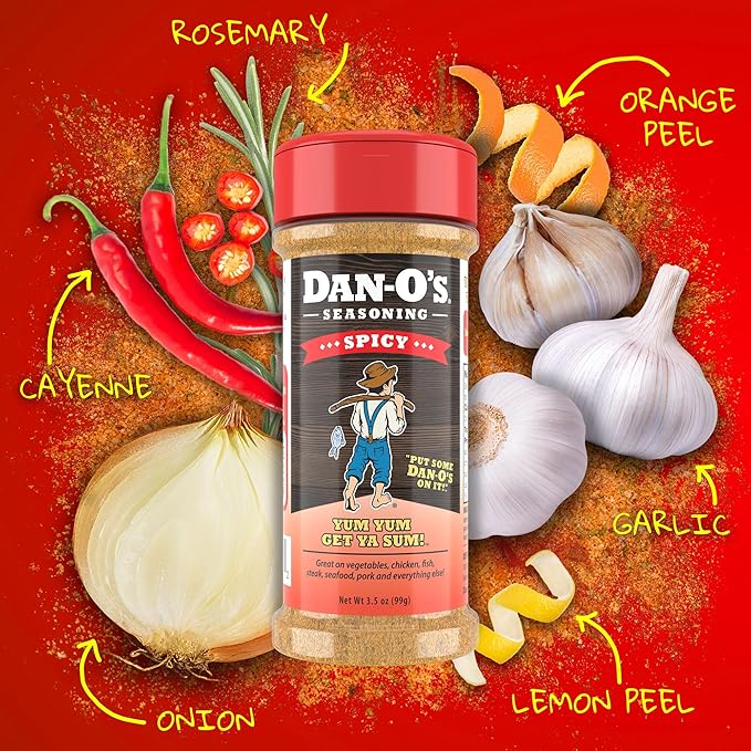 Dan-O's 6 Bottle Seasoning Set, Small Bottles, 6 Pack, Includes Original, Spicy, Chipotle, Crunchy