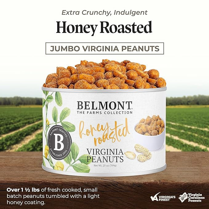Belmont Peanuts Gourmet Honey Roasted Virginia Peanuts, 25 oz (1 Pack) ??Only 8 Simple Ingredients