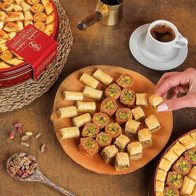 Zalatimo Sweets Since 1860, 100% All Natural Assorted Baklava, Slightly Sweet Baklava in Round