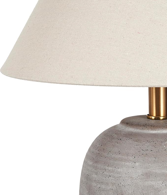 Nourison Home 23" Rustic Brown (Gray Undertones) Ceramic Pot Table Lamp for Bedroom, Living Room