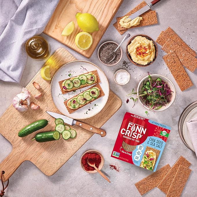 Finn Crisp Chia Seed Sourdough Rye Thins Crispbread, 6.8 Ounce Box (Pack of 9)