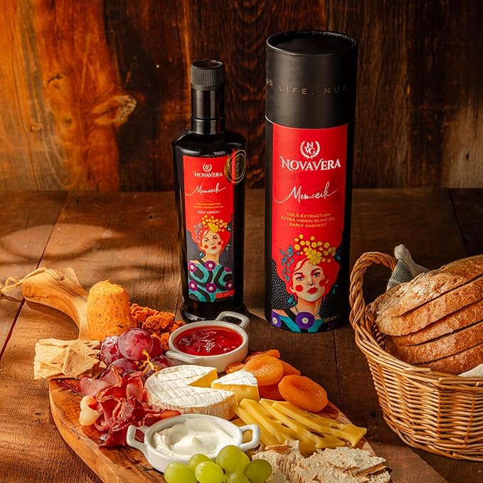 NVG NOVAVERA Memecik High Polyphenol Rich Olive Oil, Pungent Olive Oil With Green Almond Notes