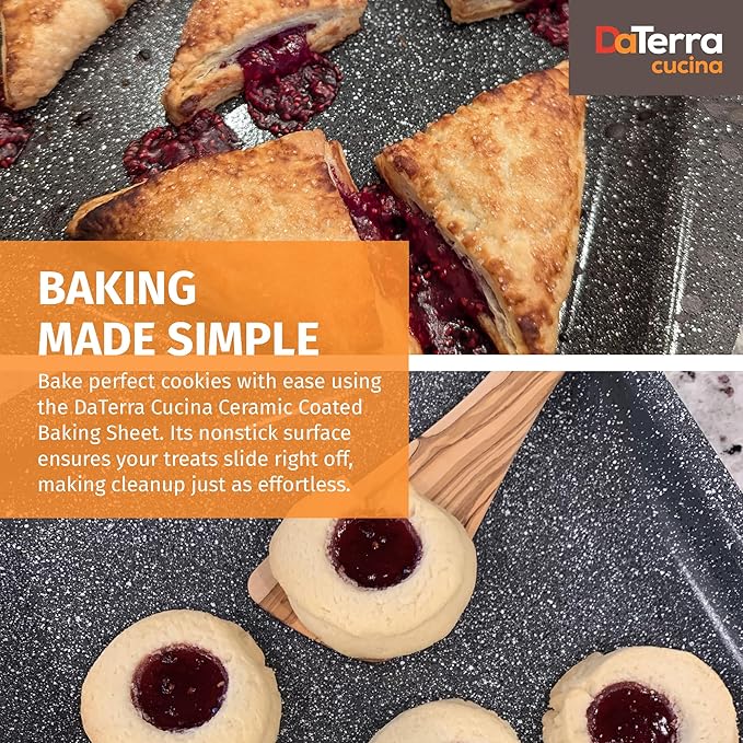 DaTerra Cucina - Nonstick Ceramic Coated Baking Sheet Twin Pack – 16" x 11" x 1" Professional